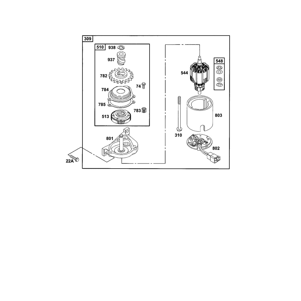 Motor-Starter Diagram and Parts List for 121700TO121799  Briggs and Stratton Engine